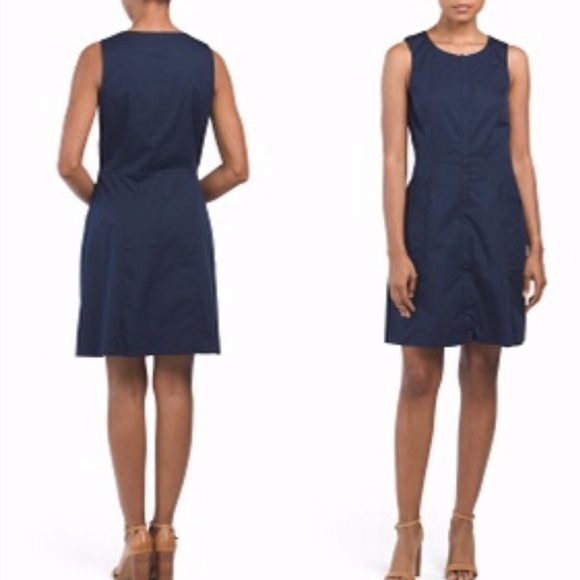 Theory navy spring poplin dress 4 - Picture 1 of 5